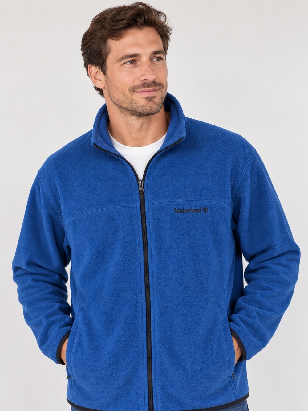 Timberland Men's Navy Blue Full-Zip Fleece Jacket